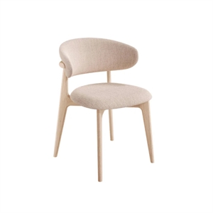 Ellinor spisebordsstol - Massiv eg hvidolie - Beige stof